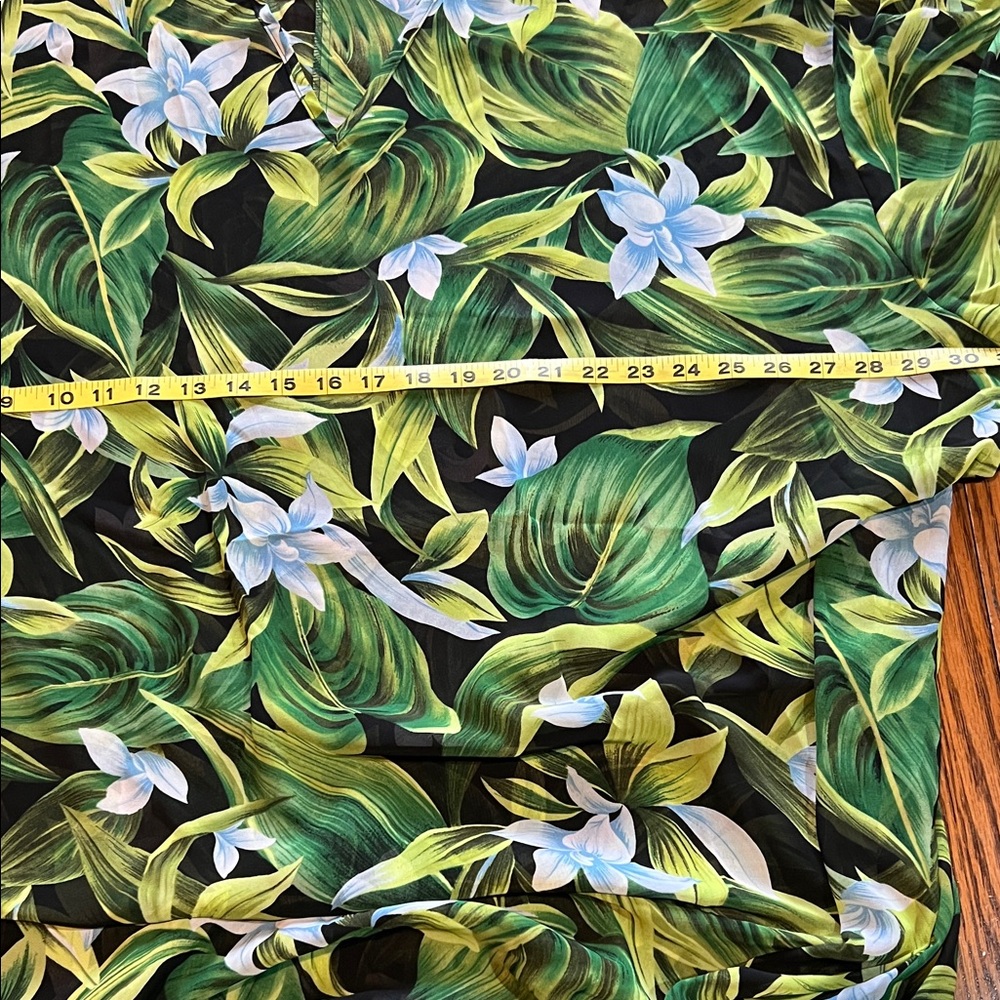 Roaman's Green and Black Floral Sheer Maxi Kaftan Dress or Swim Cover-Up - Picture 5 of 6